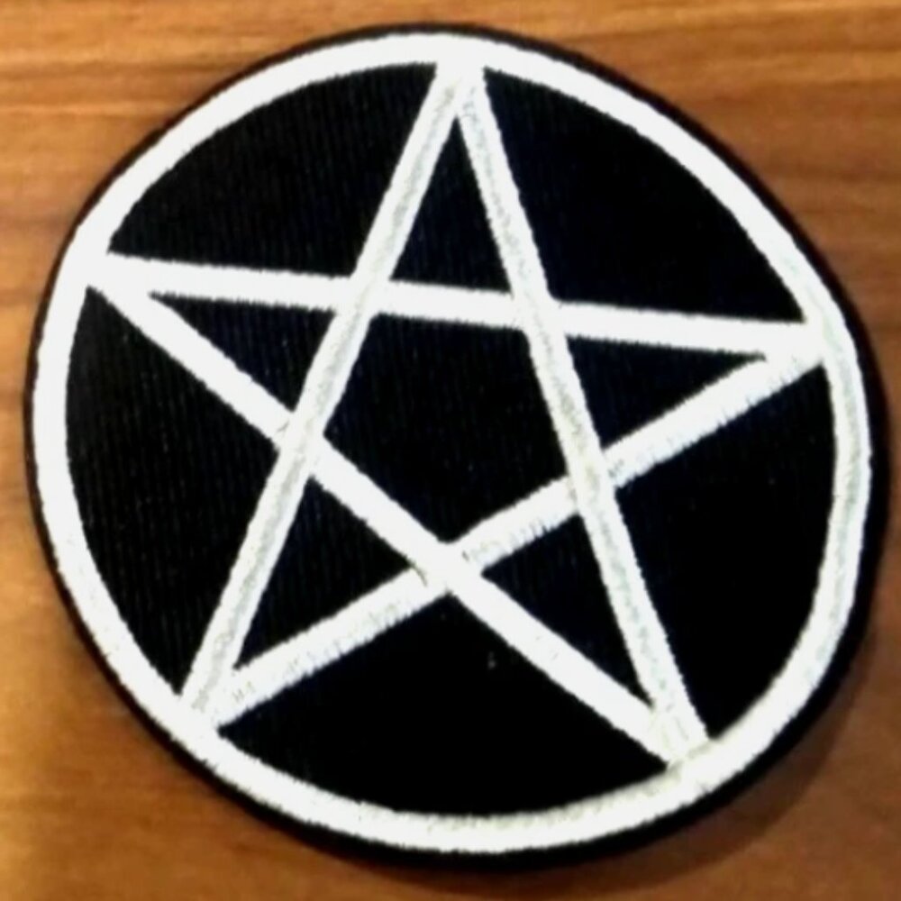 Lot of 4 Pentagram Patch Goth Punk Biker Death Emo Embroidered Iron On 2.5"